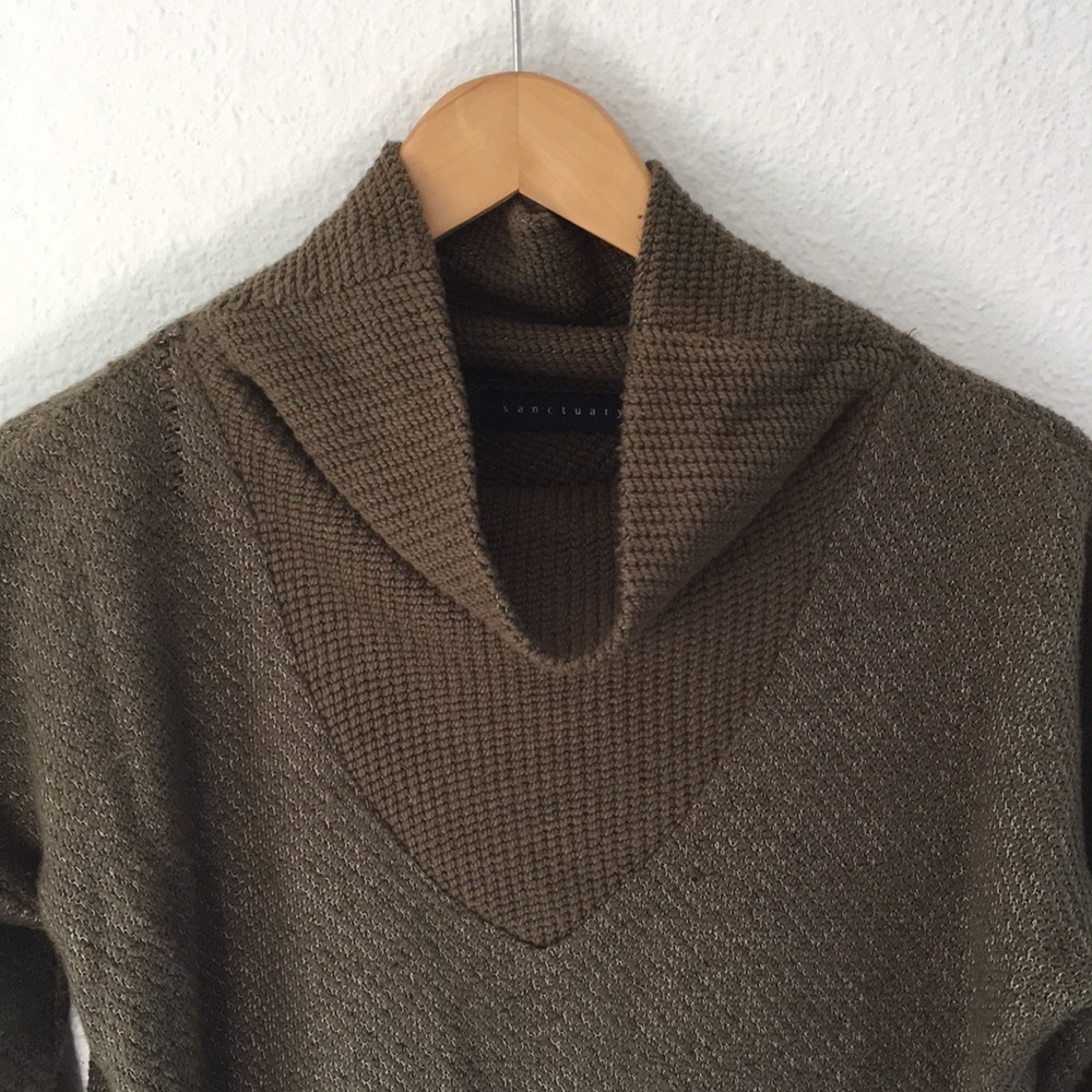 Olive Green Sanctuary Cowl Neck Sweater